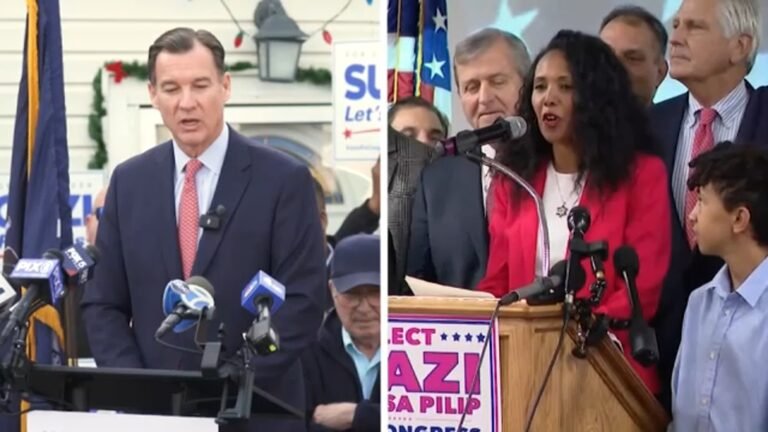 Tom Suozzi, Mazi Pilip face off in special election debate as poll shows candidates locked in tight race for NY-3 seat
