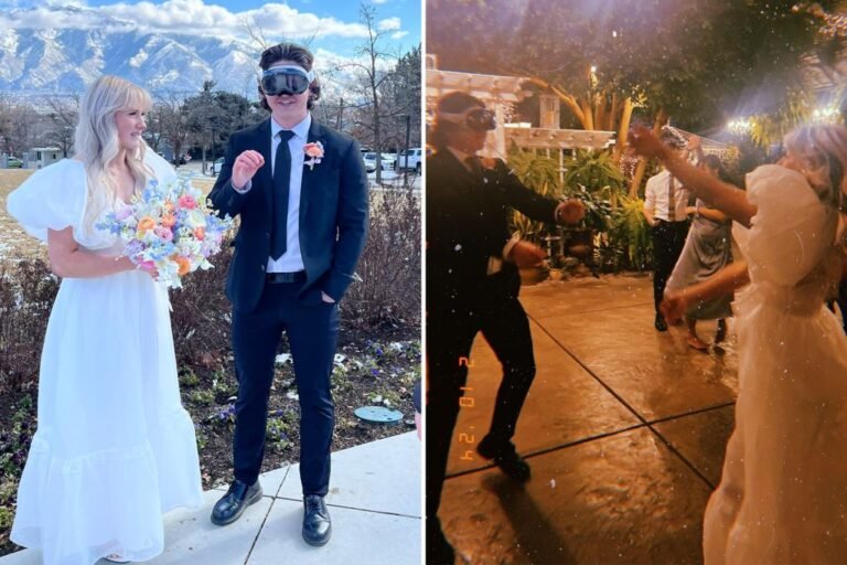 California groom Jacob Wright wears Apple Vision Pro at wedding, creeps out wife Cambree